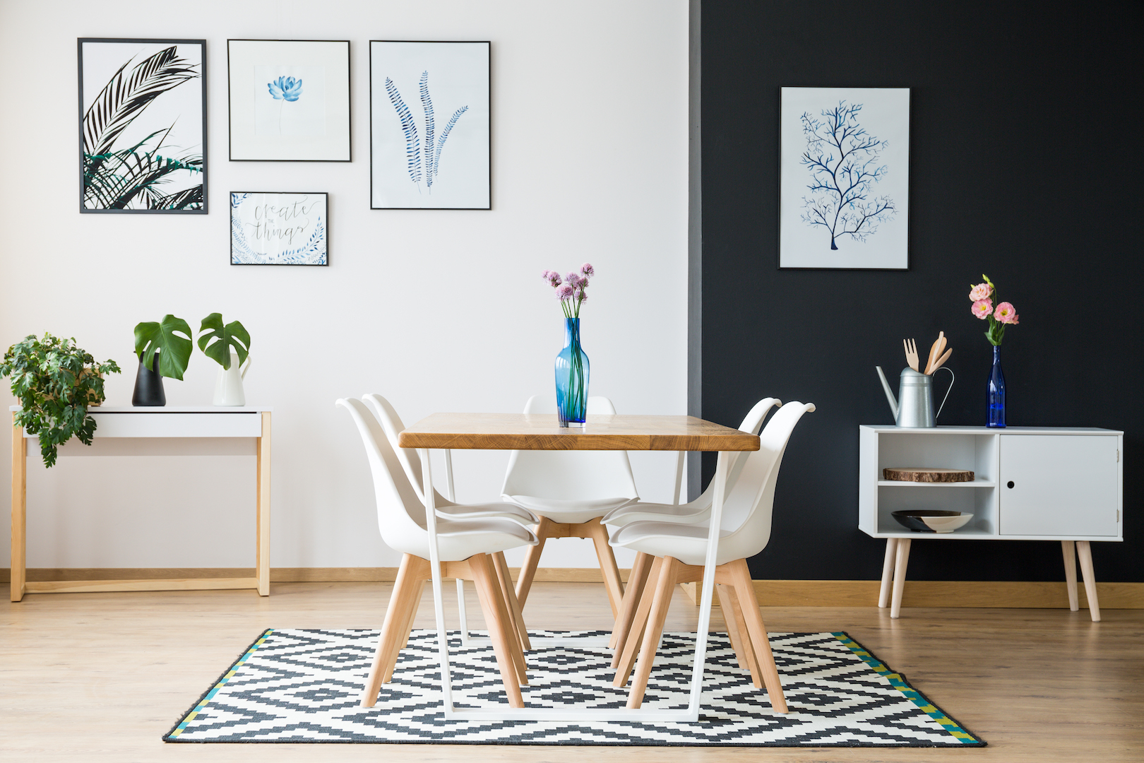 table standing on carpet
